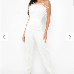 FEATHER BANDEAU TAILORED JUMPSUIT